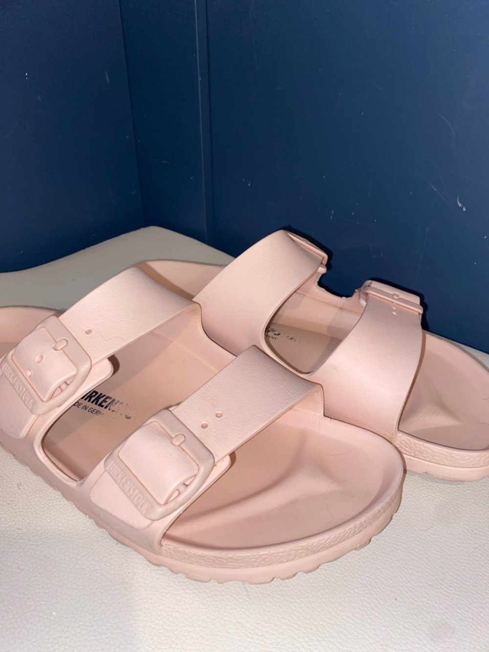 Birkenstock Blush Pink Dual-Buckle Slide Sandal/Slides